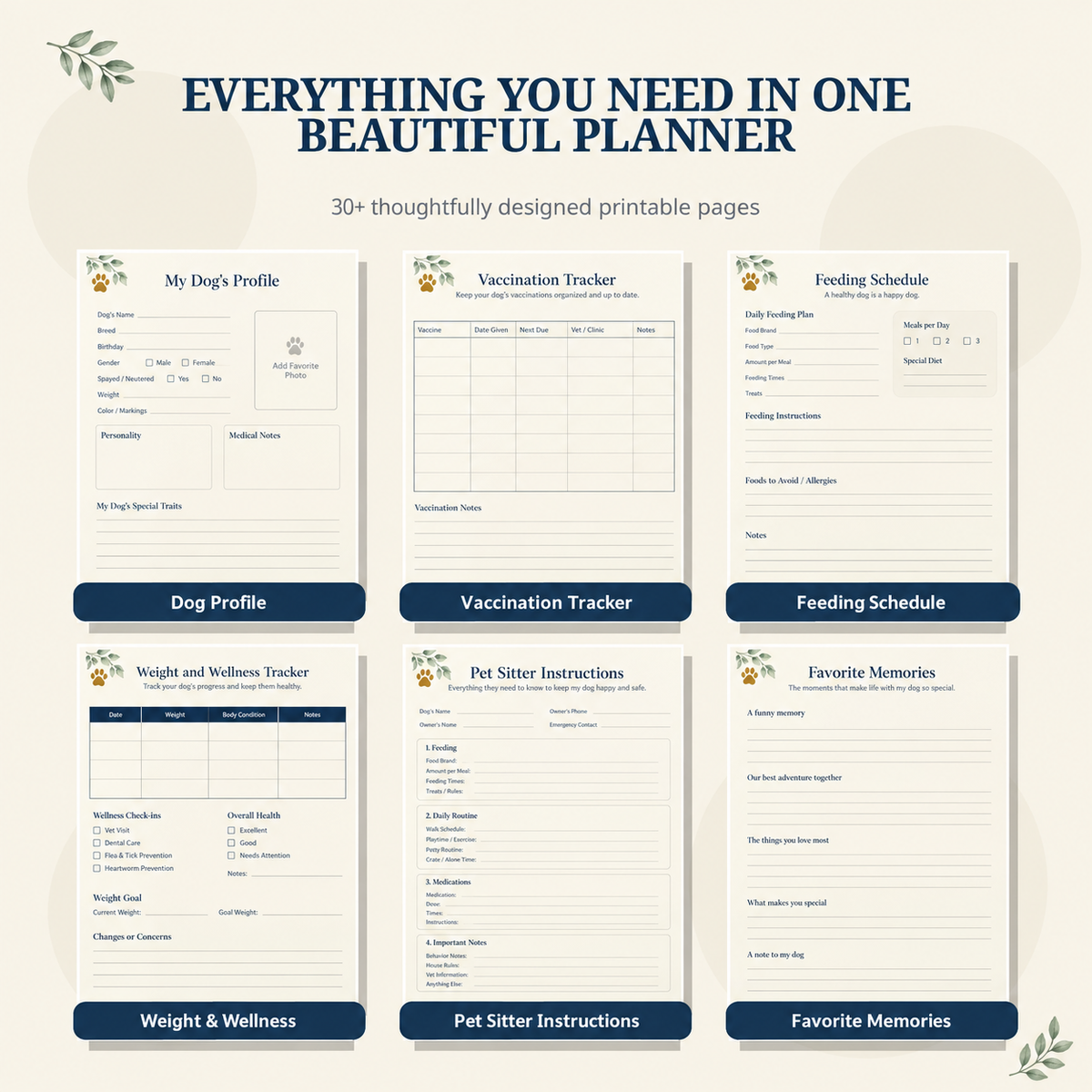 The Ultimate Dog Parent Planner | 30+ Printable Dog Care Pages