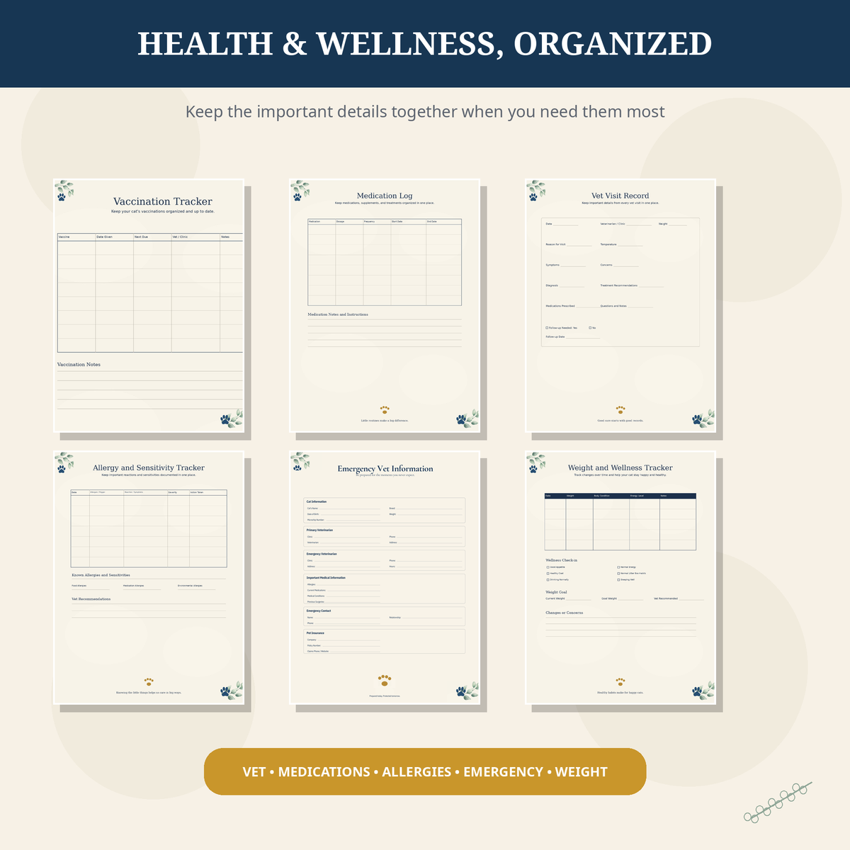 The Ultimate Cat Parent Planner | 30+ Printable Cat Care Pages