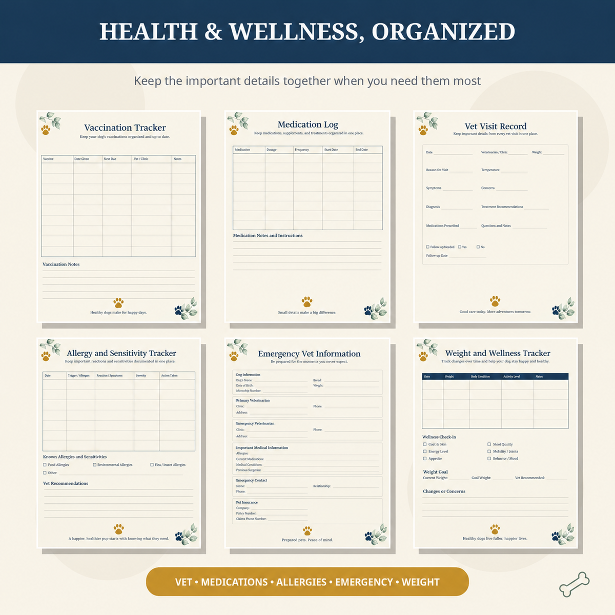 The Ultimate Dog Parent Planner | 30+ Printable Dog Care Pages