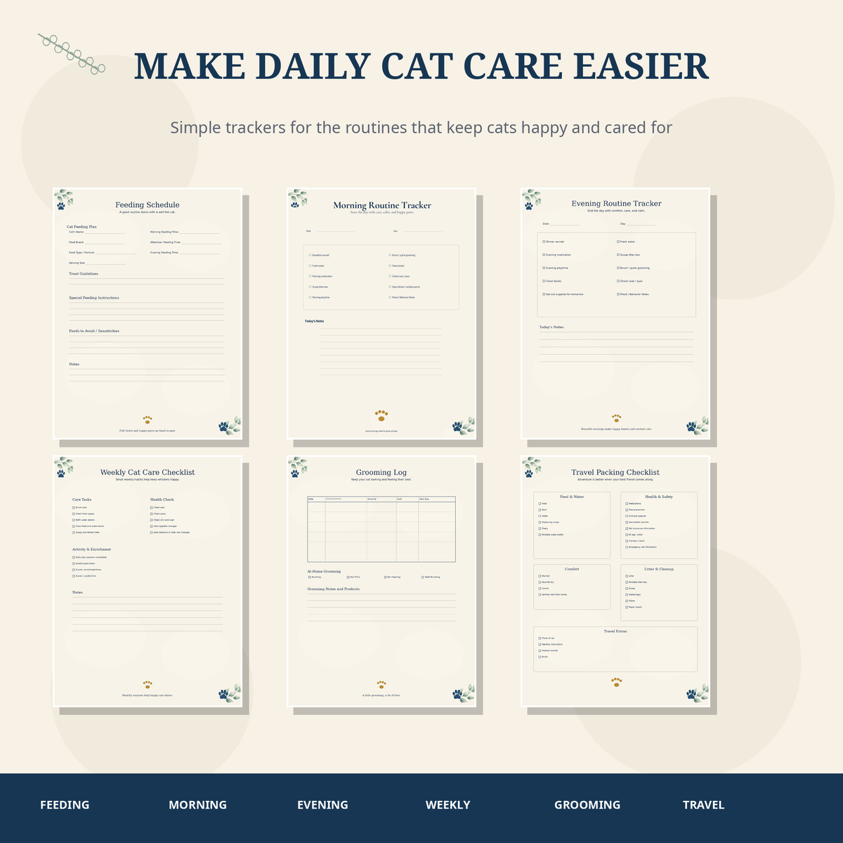 The Ultimate Cat Parent Planner | 30+ Printable Cat Care Pages