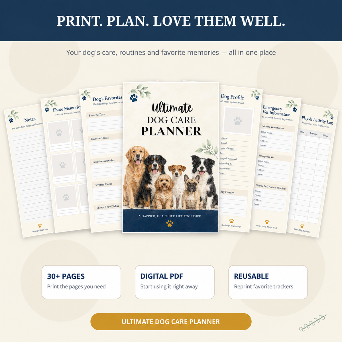 The Ultimate Dog Parent Planner | 30+ Printable Dog Care Pages